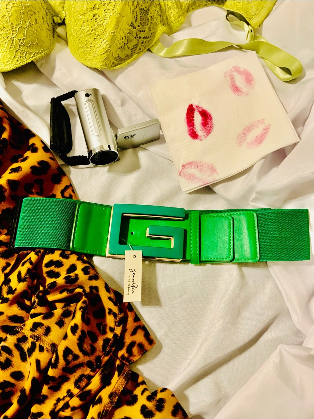 G  Green Elastic Logo Belt